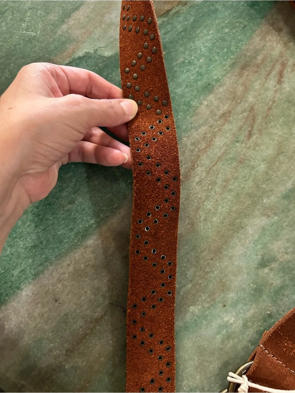 Lucky Brand Rust Brown Suede Double-Ring Belt
